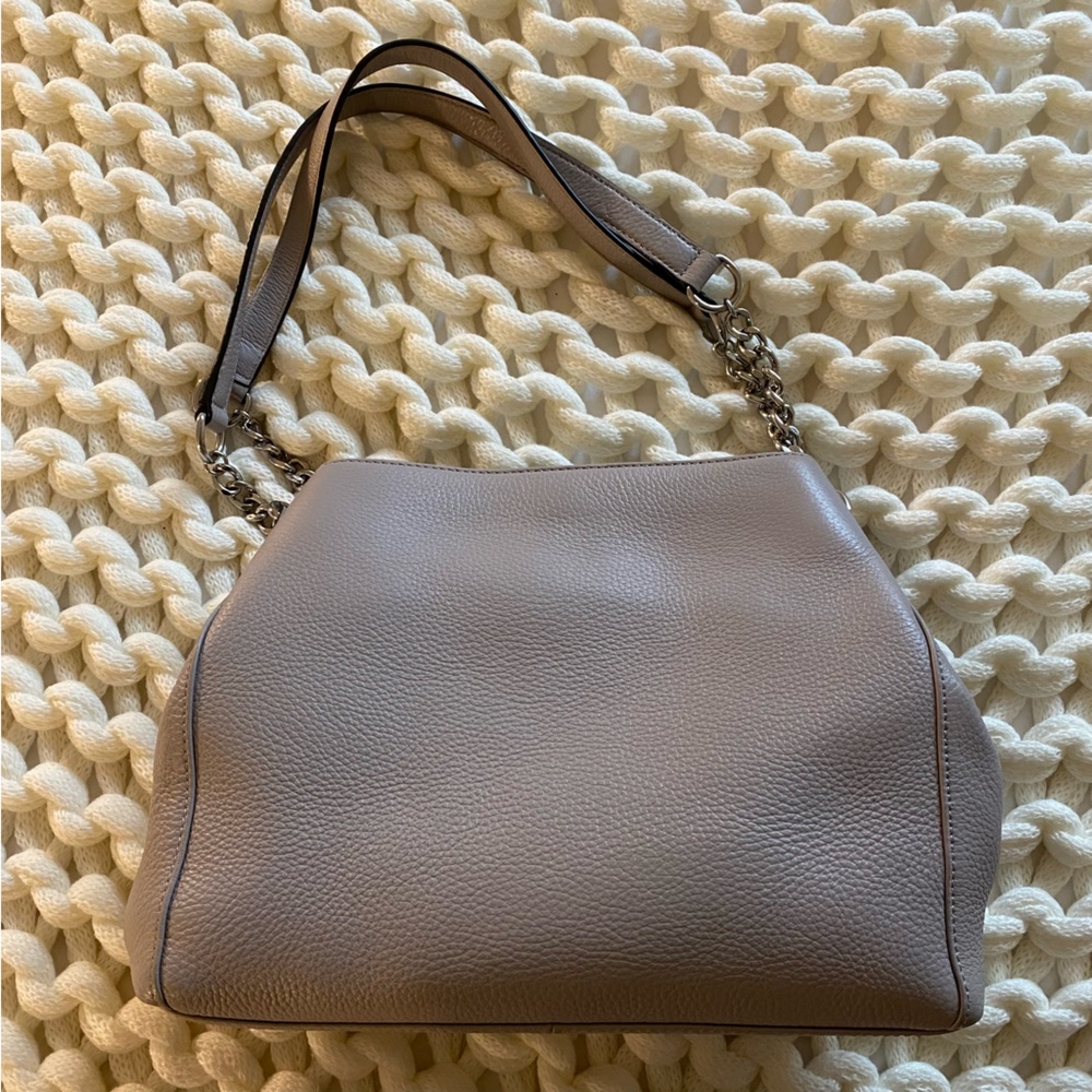 Karl Lagerfeld Paris Bouquet Triple Entry Leather Tote Bag in Storm Cloud - Picture 3 of 9